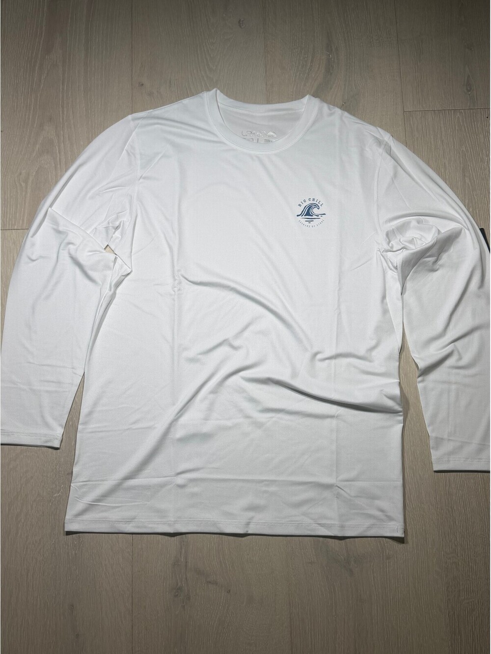 Big Chill Seekers of Stoke White Long Sleeve UPF 50 Performance Shirt Size L